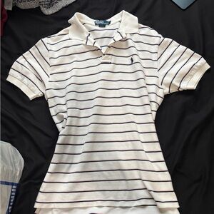 Polo by Ralph Lauren Cream and Black Striped Polo Shirt